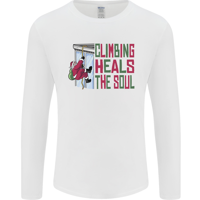 Climbing Heals the Soul Funny Christmas Xmas Rock Mens Long Sleeve T-Shirt White