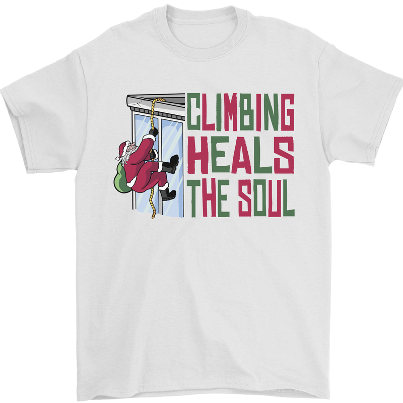 Climbing Heals the Soul Funny Christmas Xmas Rock Mens T-Shirt 100% Cotton White