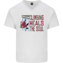 Climbing Heals the Soul Funny Christmas Xmas Rock Mens V-Neck Cotton T-Shirt White