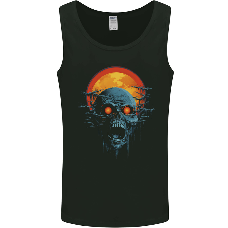 Cloudy Sunset Skull Zombie Horror Mens Vest Tank Top Black