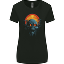 Cloudy Sunset Skull Zombie Horror Womens Wider Cut T-Shirt Black