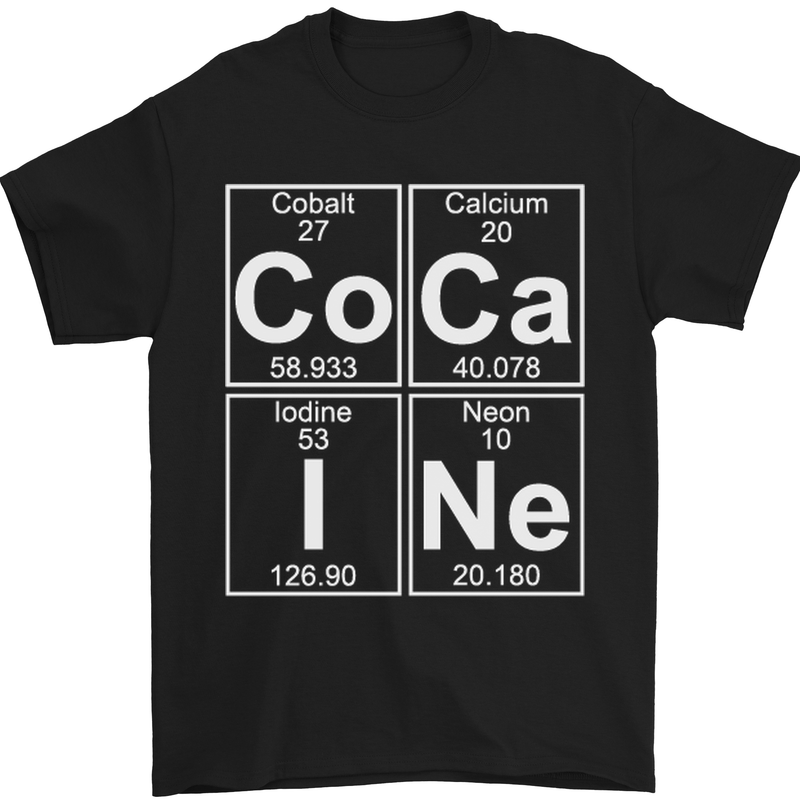 a black t - shirt with the names of the elements