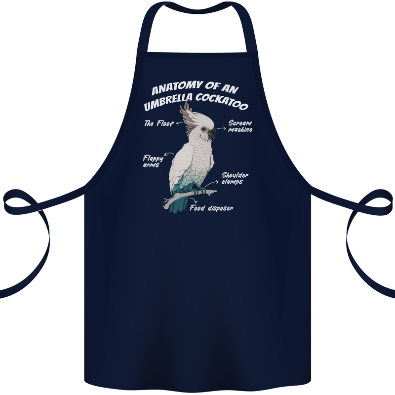 Cockatoo Anatomy Cotton Apron 100% Organic Navy Blue