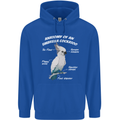 Cockatoo Anatomy Mens 80% Cotton Hoodie Royal Blue