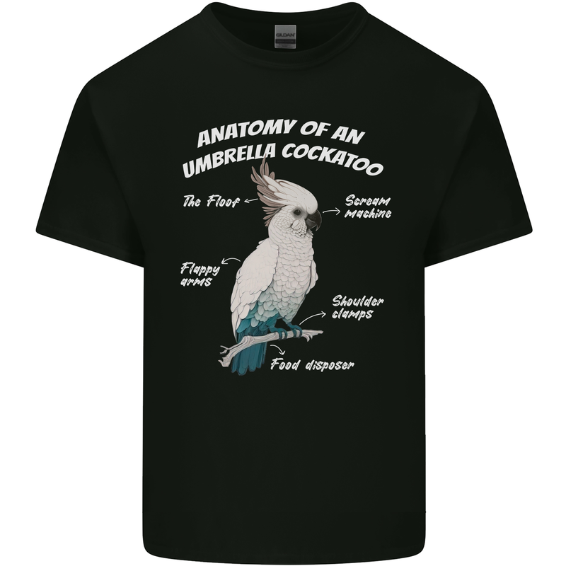 Cockatoo Anatomy Mens Cotton T-Shirt Tee Top Black