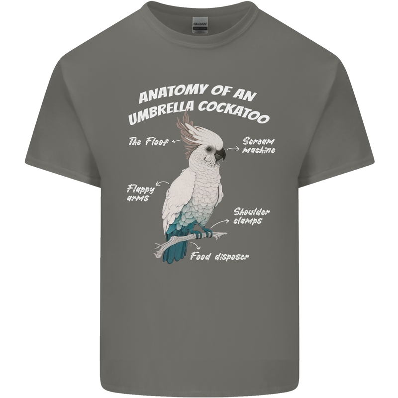 Cockatoo Anatomy Mens Cotton T-Shirt Tee Top Charcoal