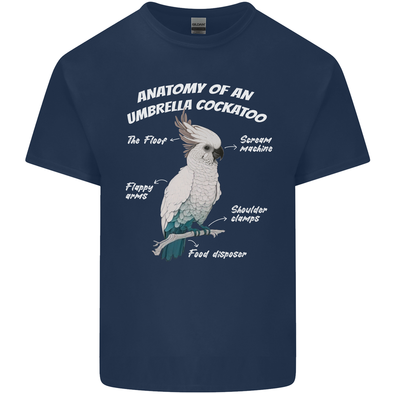 Cockatoo Anatomy Mens Cotton T-Shirt Tee Top Navy Blue