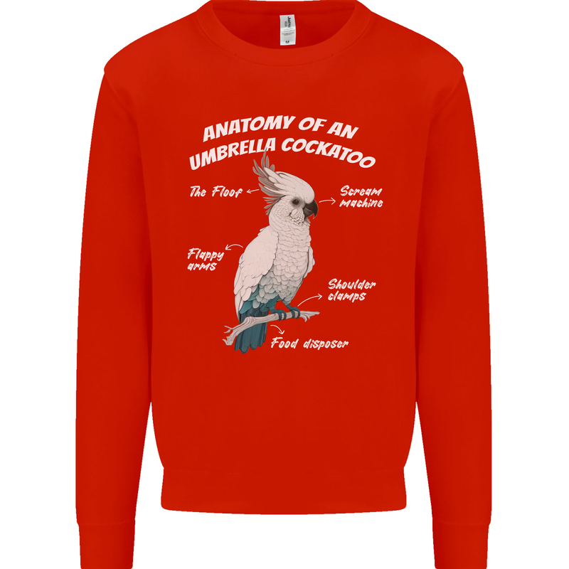 Cockatoo Anatomy Mens Sweatshirt Jumper Bright Red