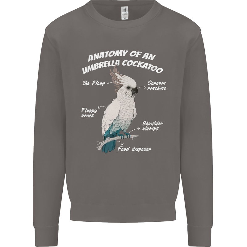 Cockatoo Anatomy Mens Sweatshirt Jumper Charcoal