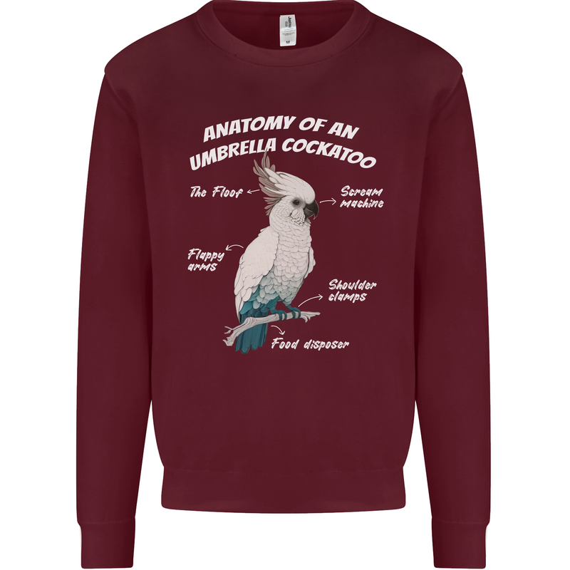 Cockatoo Anatomy Mens Sweatshirt Jumper Maroon