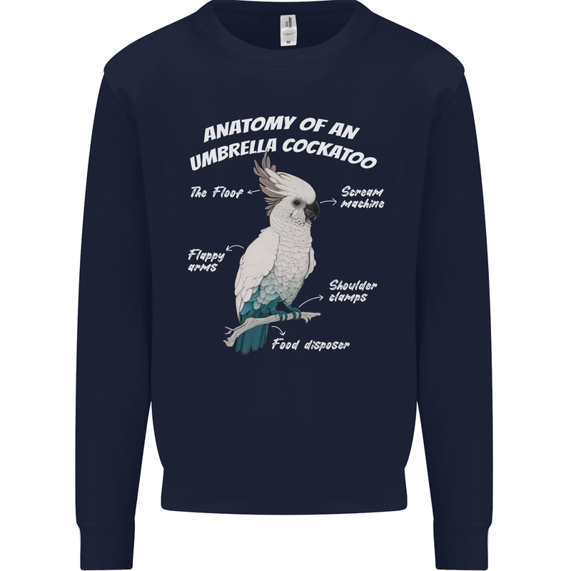 Cockatoo Anatomy Mens Sweatshirt Jumper Navy Blue