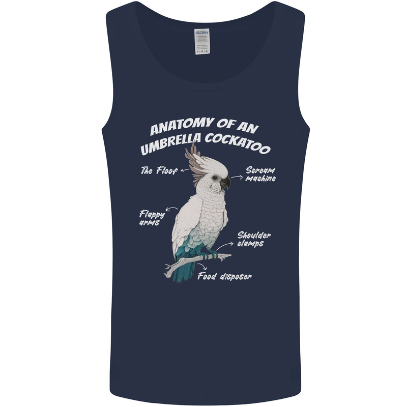 Cockatoo Anatomy Mens Vest Tank Top Navy Blue