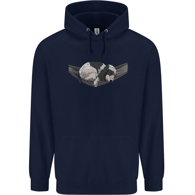 Cocker Spaniel on a Hammock Dog Mens 80% Cotton Hoodie Navy Blue