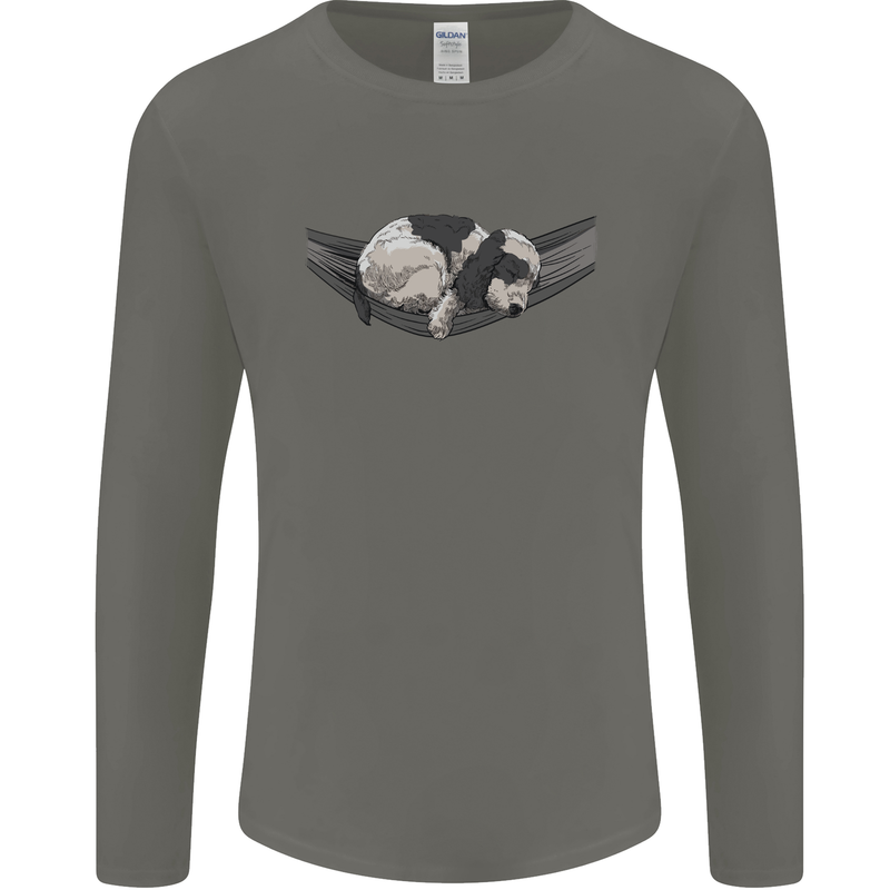 Cocker Spaniel on a Hammock Dog Mens Long Sleeve T-Shirt Charcoal