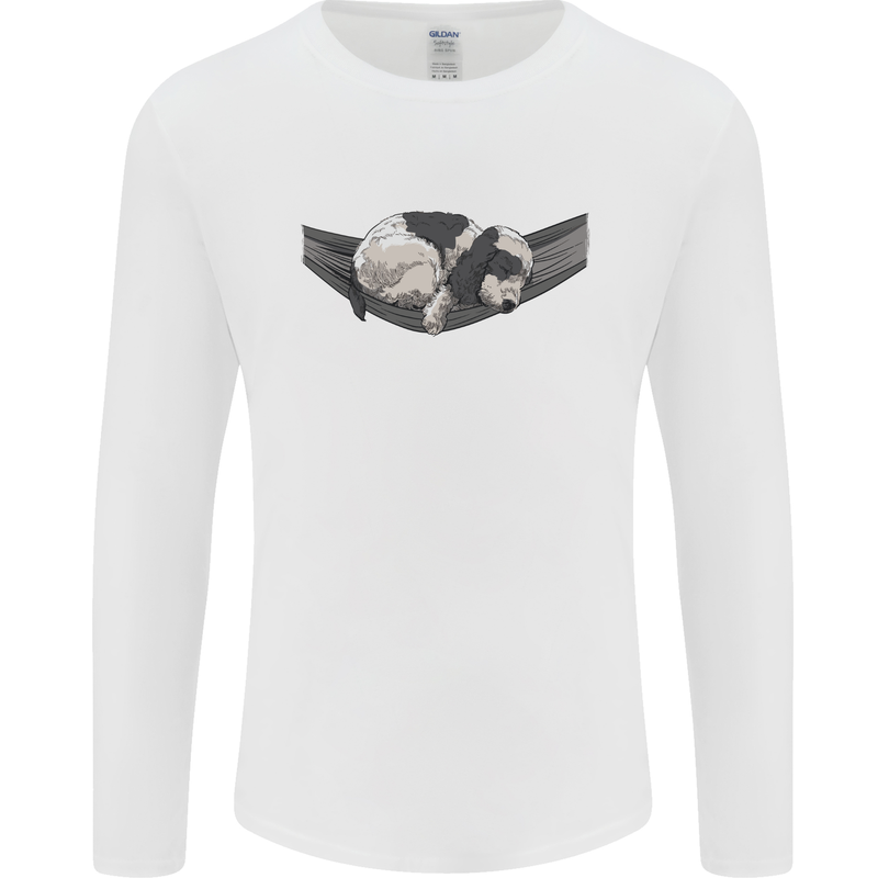 Cocker Spaniel on a Hammock Dog Mens Long Sleeve T-Shirt White
