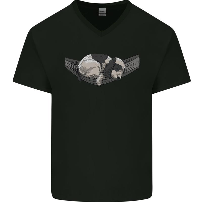 Cocker Spaniel on a Hammock Dog Mens V-Neck Cotton T-Shirt Black