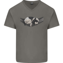 Cocker Spaniel on a Hammock Dog Mens V-Neck Cotton T-Shirt Charcoal