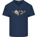 Cocker Spaniel on a Hammock Dog Mens V-Neck Cotton T-Shirt Navy Blue
