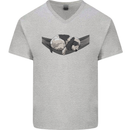 Cocker Spaniel on a Hammock Dog Mens V-Neck Cotton T-Shirt Sports Grey