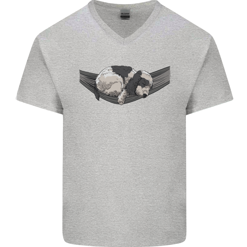 Cocker Spaniel on a Hammock Dog Mens V-Neck Cotton T-Shirt Sports Grey