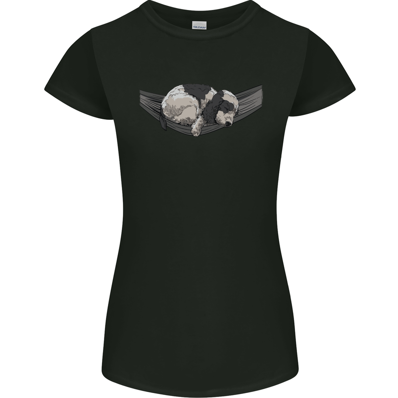 Cocker Spaniel on a Hammock Dog Womens Petite Cut T-Shirt Black