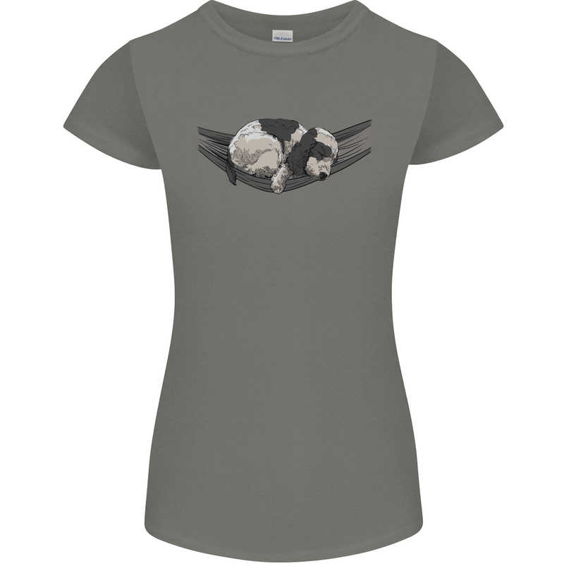 Cocker Spaniel on a Hammock Dog Womens Petite Cut T-Shirt Charcoal