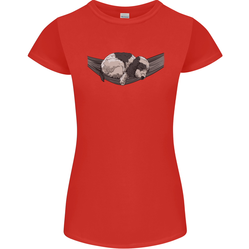 Cocker Spaniel on a Hammock Dog Womens Petite Cut T-Shirt Red