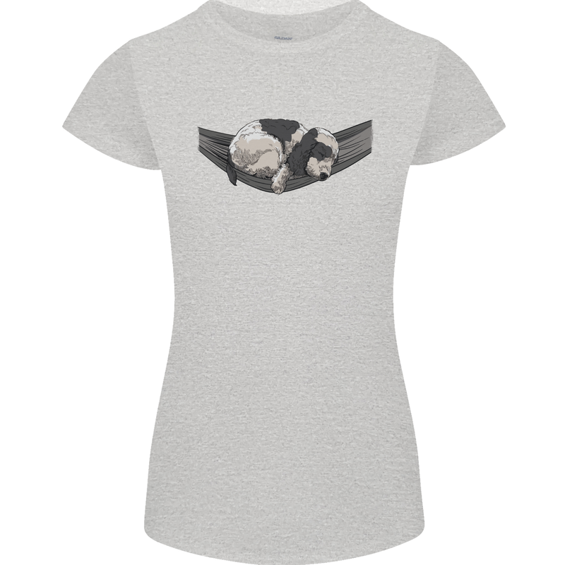 Cocker Spaniel on a Hammock Dog Womens Petite Cut T-Shirt Sports Grey