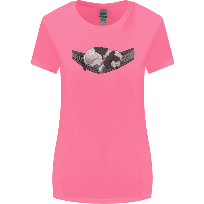 Cocker Spaniel on a Hammock Dog Womens Wider Cut T-Shirt Azalea