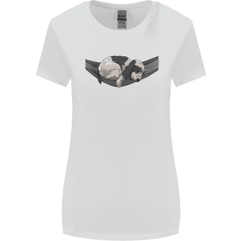 Cocker Spaniel on a Hammock Dog Womens Wider Cut T-Shirt White