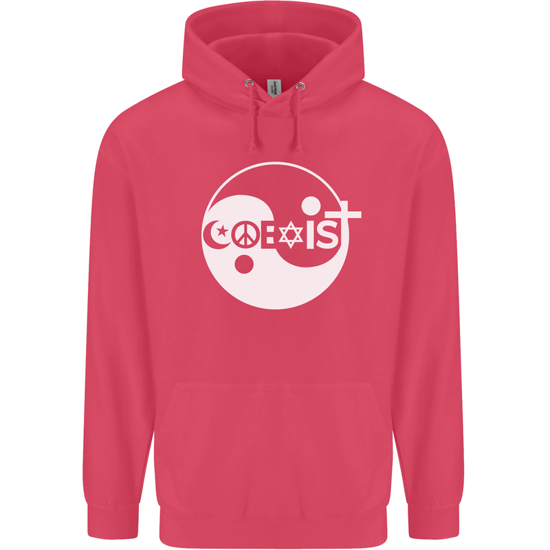 Coexist World Peace Love Religion Hippy Anti War Childrens Kids Hoodie Heliconia