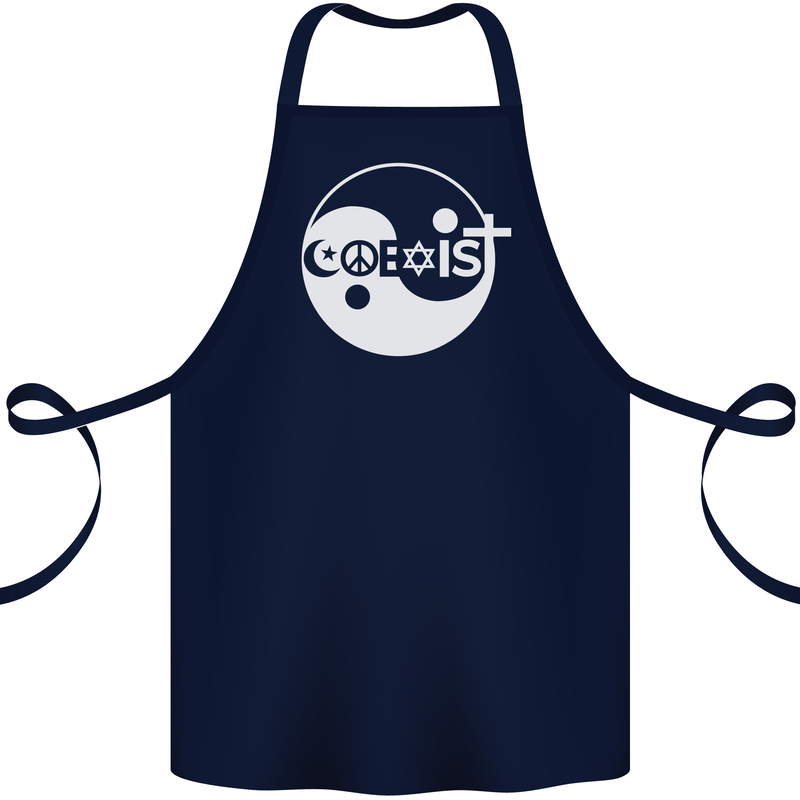 Coexist World Peace Love Religion Hippy Anti War Cotton Apron 100% Organic Navy Blue
