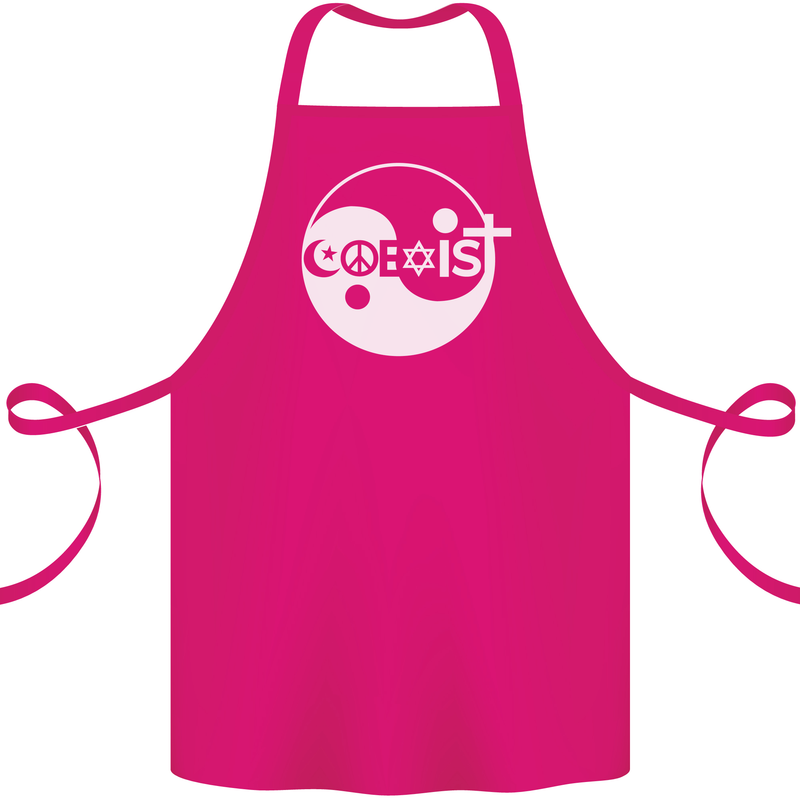 Coexist World Peace Love Religion Hippy Anti War Cotton Apron 100% Organic Pink