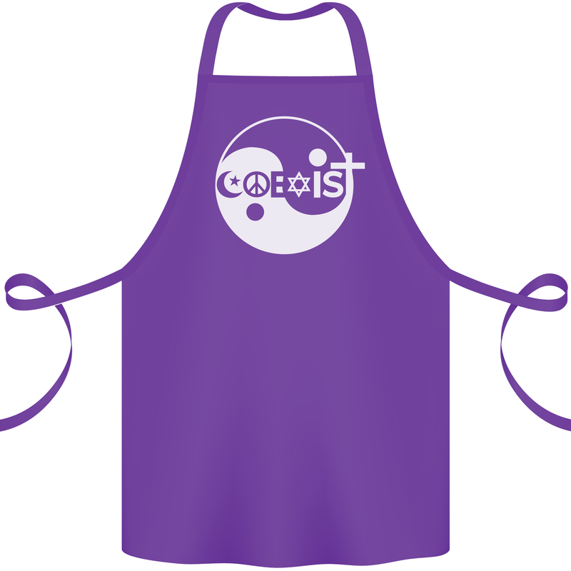 Coexist World Peace Love Religion Hippy Anti War Cotton Apron 100% Organic Purple