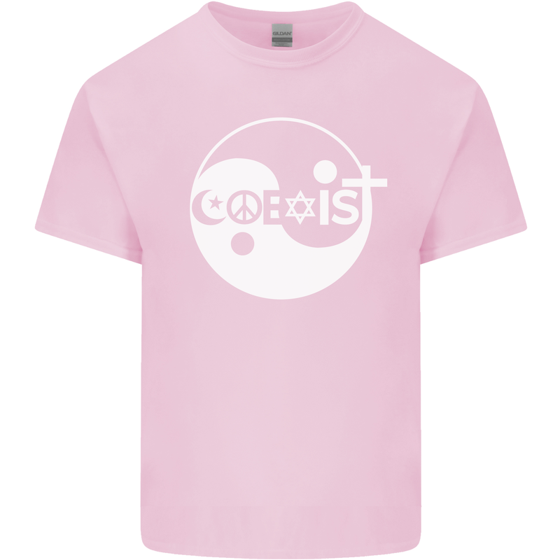 Coexist World Peace Love Religion Hippy Anti War Kids T-Shirt Childrens Light Pink