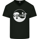 Coexist World Peace Love Religion Hippy Anti War Mens V-Neck Cotton T-Shirt Black