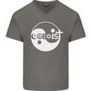 Coexist World Peace Love Religion Hippy Anti War Mens V-Neck Cotton T-Shirt Charcoal