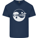 Coexist World Peace Love Religion Hippy Anti War Mens V-Neck Cotton T-Shirt Navy Blue