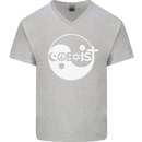 Coexist World Peace Love Religion Hippy Anti War Mens V-Neck Cotton T-Shirt Sports Grey