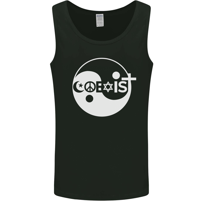 Coexist World Peace Love Religion Hippy Anti War Mens Vest Tank Top Black