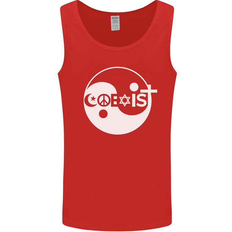 Coexist World Peace Love Religion Hippy Anti War Mens Vest Tank Top Red