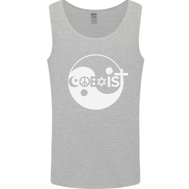 Coexist World Peace Love Religion Hippy Anti War Mens Vest Tank Top Sports Grey