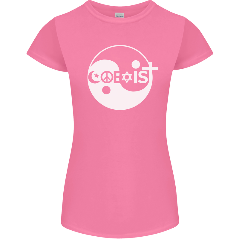 Coexist World Peace Love Religion Hippy Anti War Womens Petite Cut T-Shirt Azalea