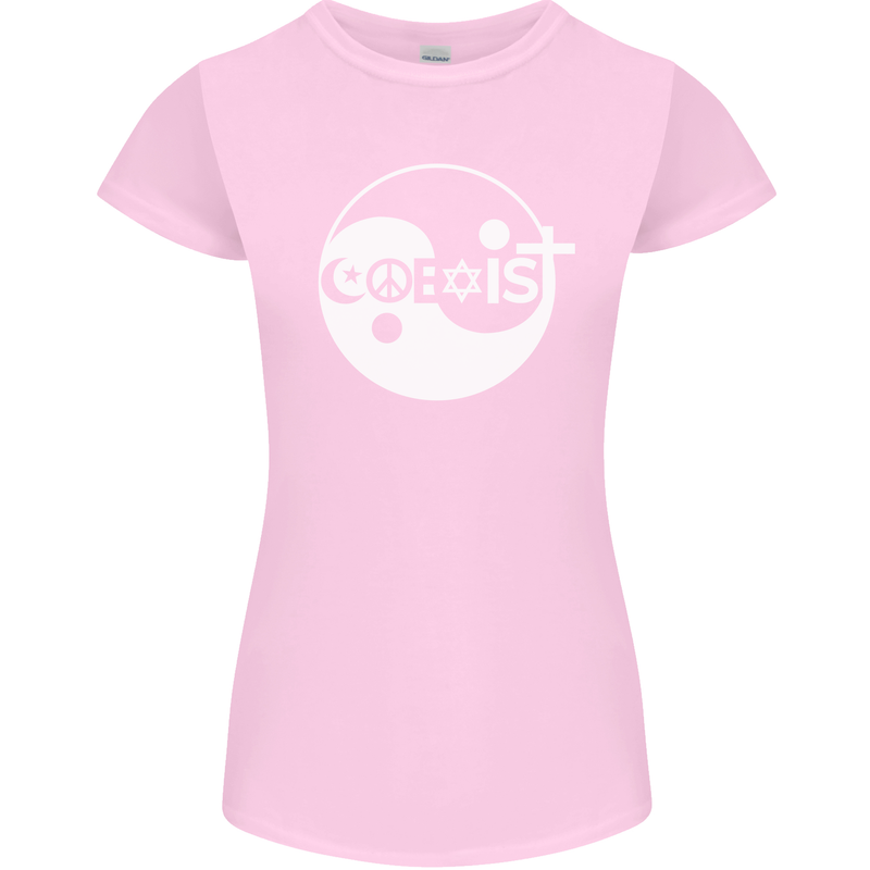 Coexist World Peace Love Religion Hippy Anti War Womens Petite Cut T-Shirt Light Pink