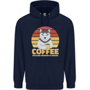 Coffee Because Murder is Wrong Funny Dog Childrens Kids Hoodie Navy Blue
