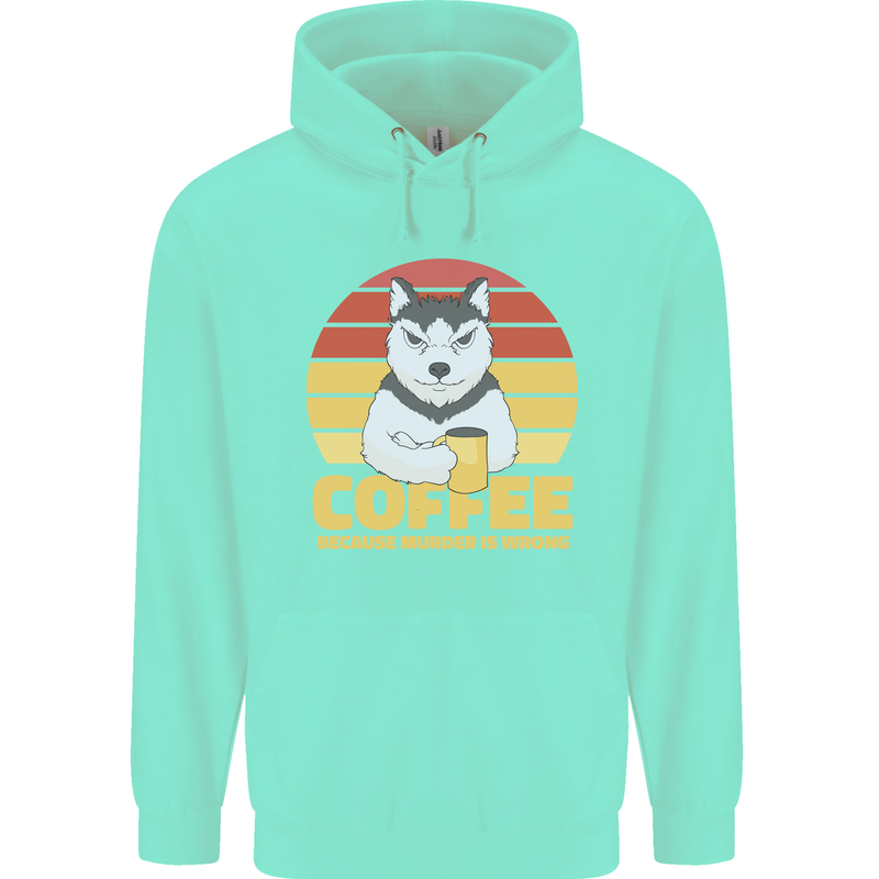 Coffee Because Murder is Wrong Funny Dog Childrens Kids Hoodie Peppermint
