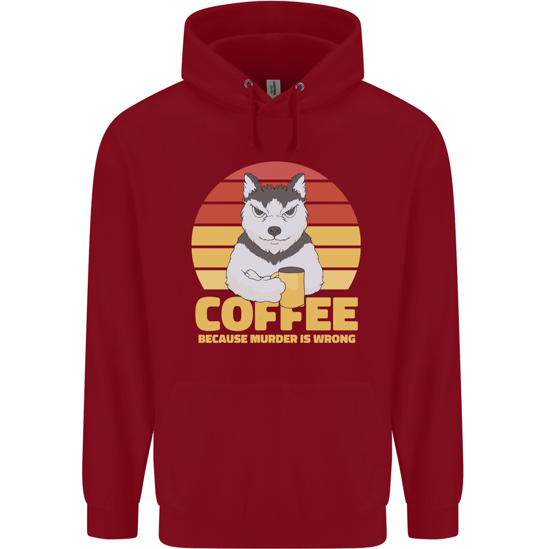 Coffee Because Murder is Wrong Funny Dog Childrens Kids Hoodie Red