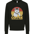 Coffee Because Murder is Wrong Funny Dog Kids Sweatshirt Jumper Black