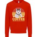 Coffee Because Murder is Wrong Funny Dog Kids Sweatshirt Jumper Bright Red
