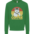 Coffee Because Murder is Wrong Funny Dog Kids Sweatshirt Jumper Irish Green